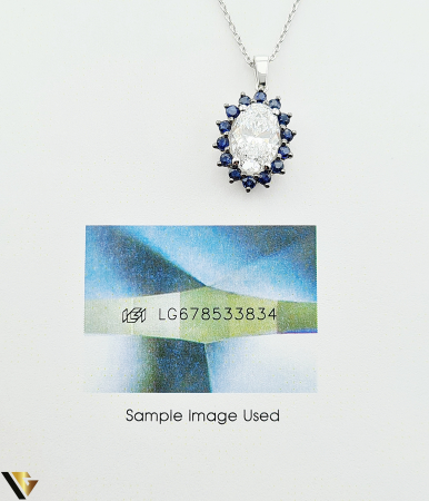 Lant cu Pandantiv Aur Alb 18k, Diamant de Laborator 2.08 ct, Safire 0.65 ct [4]