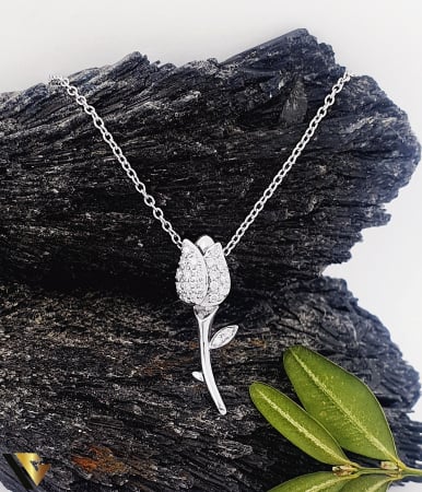 Pandantive / Brose - Pandantiv Aur Alb 18K, Diamante 0.17 ct