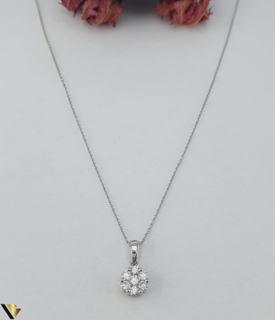 Coliere cu diamante - Lant cu Pandantiv Aur Alb 18K, Diamante 0.35 ct