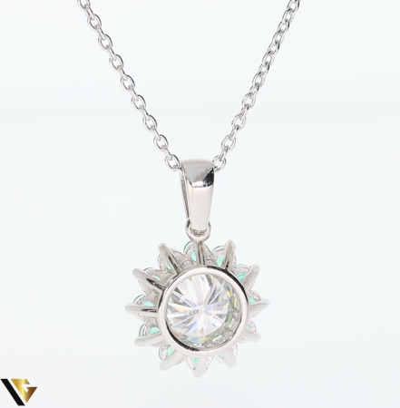 Lant cu Pandantiv Aur Alb 18k, Smaralde 0.43 ct, Moissanit 0.92 ct [3]