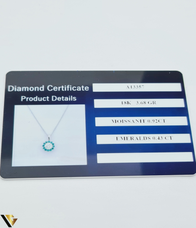 Lant cu Pandantiv Aur Alb 18k, Smaralde 0.43 ct, Moissanit 0.92 ct [4]