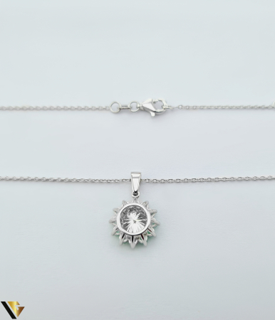 Lant cu Pandantiv Aur Alb 18k, Smaralde 0.43 ct, Moissanit 0.92 ct [6]