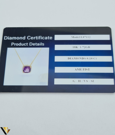 Lant cu Pandantiv Aur Rose 18k, Diamante 0.10 ct, Ametist [3]