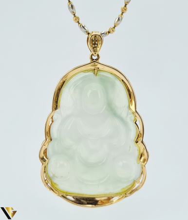 Lant cu Pandantiv Baikalla Aur Rose, Alb 18k, Diamante 0.43 ct, Jadeit [2]