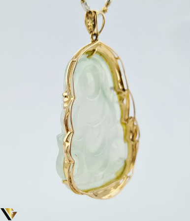 Lant cu Pandantiv Baikalla Aur Rose, Alb 18k, Diamante 0.43 ct, Jadeit [3]