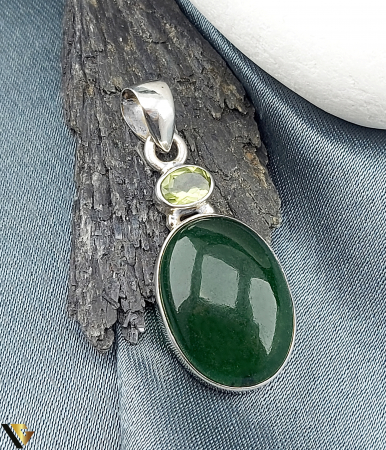 Pandantive din argint - Pandant  Argint 925, Onix verde si Peridot