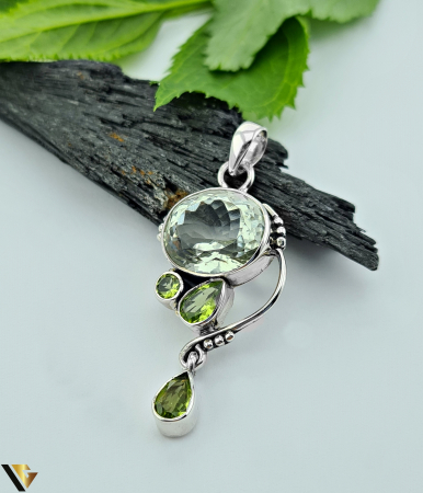 Pandantive din argint - Pandantiv argint 925, Ametist verde, Peridot