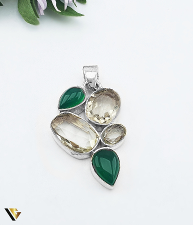 Pandantive din argint - Pandantiv Argint 925, Green Jade , Cuart