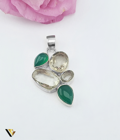 Bijuterii din argint - Pandantiv Argint 925, Green Jade , Cuart