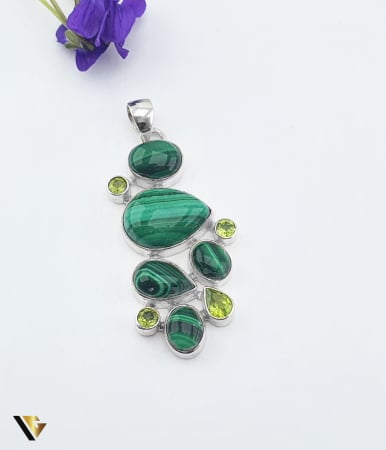 Bijuterii din argint - Pandantiv Argint 925, Malachit, Peridot