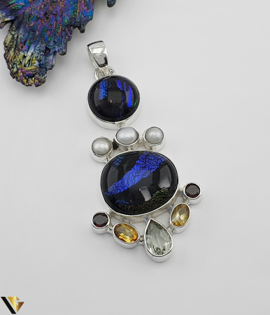 Pandantive din argint - Pandantiv Argint 925, Detroit,Topaz,Citrin, Granat si Perle