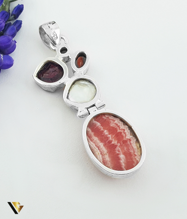 Pandantiv Argint 925, Rodocrozonit, Granat, Perla [1]