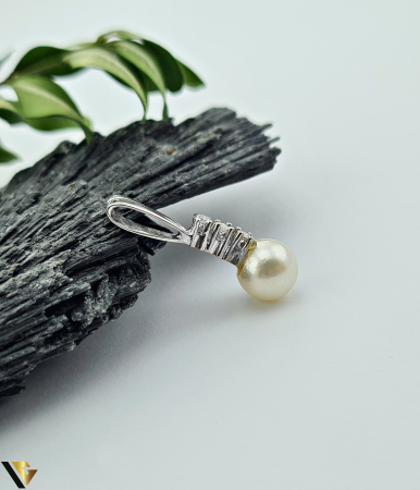 Pandantiv Aur 14k, Diamante 0.09 ct, Perla [1]
