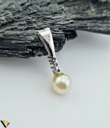 Pandantiv Aur 14k, Diamante 0.09 ct, Perla [2]