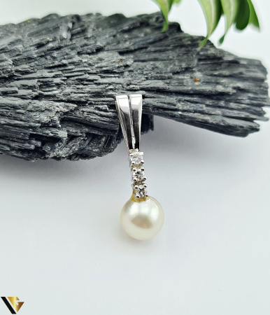 Pandantive cu diamante - Pandantiv Aur 14k, Diamante 0.09 ct, Perla