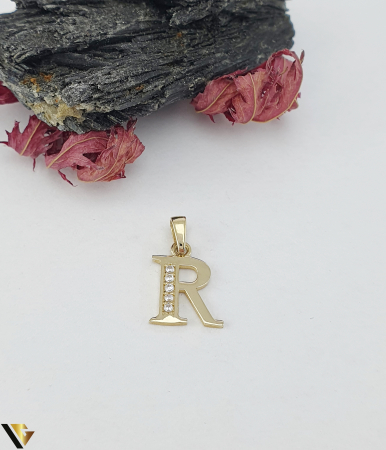 Pandantiv Aur 14k, Initiala R