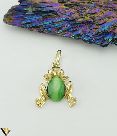 Pandantiv Aur 14k, Ochi de pisica, Spinele [2]