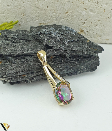 Pandantiv Aur 14K, Topaz mistic, Zirconiu [0]