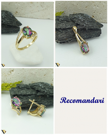 Pandantiv Aur 14K, Topaz mistic, Zirconiu [2]