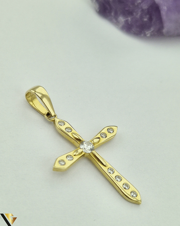 Pandantiv aur 14k Greutate: 1.67 grame Lungime: 34.00 mm ( cu anou ) Latime: 18.00 mm Marcaj / Titlu: " 585 " Locatie: HARLAU 0723 353 111 [1]