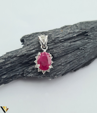 Cercei cu diamante - Pandantiv Aur 18k, Diamante 0.15 ct ,Rubin