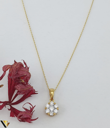Lant cu Pandantiv Aur 18K, Diamante 0.35 ct