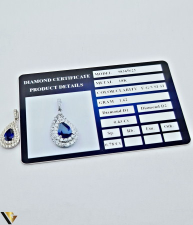 Pandantiv Aur  18k, Diamante 0.43 ct in total  si Safir, 1.62 grame [3]
