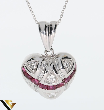 Pandantiv Aur 18k, Diamante 0.46 ct, Rubine 0.31 ct [1]