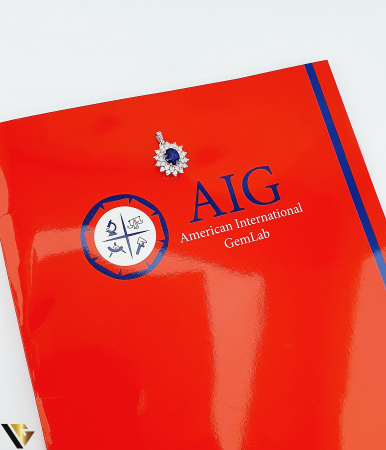 Lant cu Pandantiv Aur 18K, Diamante 0.72 ct si Safir 1.35 ct [6]