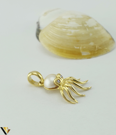 Pandantiv Aur 18k, Perla, Diamante [1]