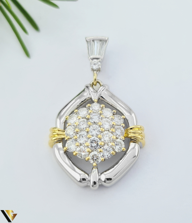 Pandantive cu diamante - Pandantiv Aur 18k, Platina 900, Diamante 1.29 ct