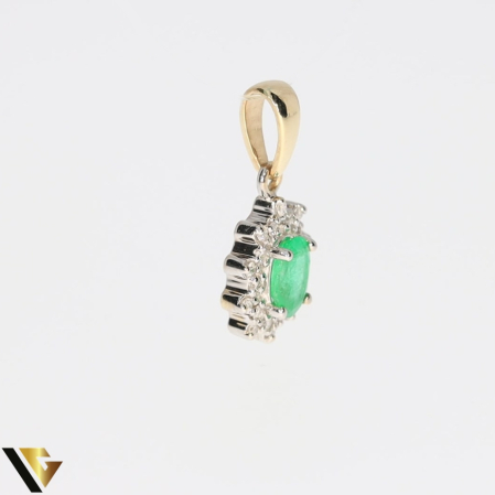 Pandantiv Aur 9k, Diamante 0.09 ct, Smarald [2]