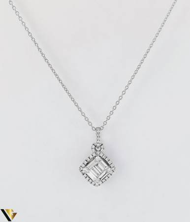 Bijuterii din aur - Lant cu Pandantiv Aur Alb 18K, Diamante 0.50 ct