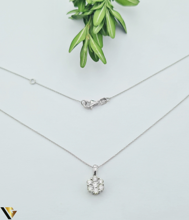 Coliere cu diamante - Lant cu pandantiv Aur Alb 18K, Diamante 0.70 ct in total 2.39g