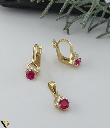 Bijuterii din aur - Set Aur 585, Cercei Pandantiv si Inel