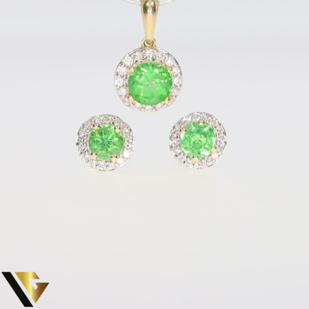 Set Aur 14k, Diamante 0.23 ct, Tsavorite [1]