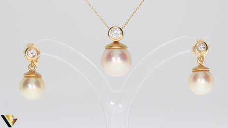 Set Aur 18k, Diamante 0.16 ct, Perle [2]
