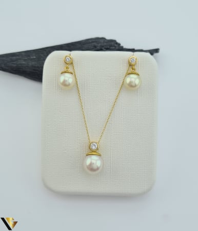 Bijuterii din aur - Set Aur 18k, Diamante 0.16 ct, Perle
