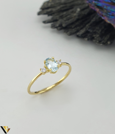 Set format din cercei, inel si lant cu pandantiv aur 9k, cubic zirconia si blue topaz [1]
