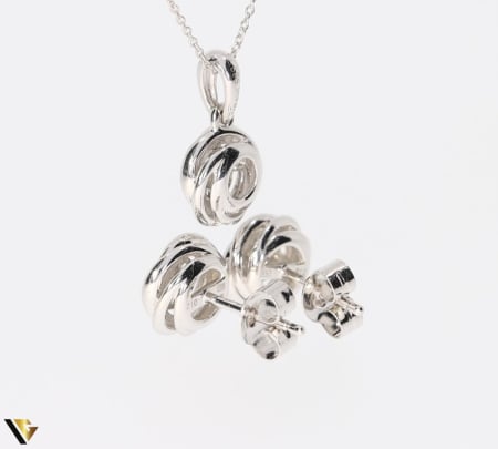 Set Aur Alb 14k, Cercei si Pandantiv, Diamante 0.36 ct [3]