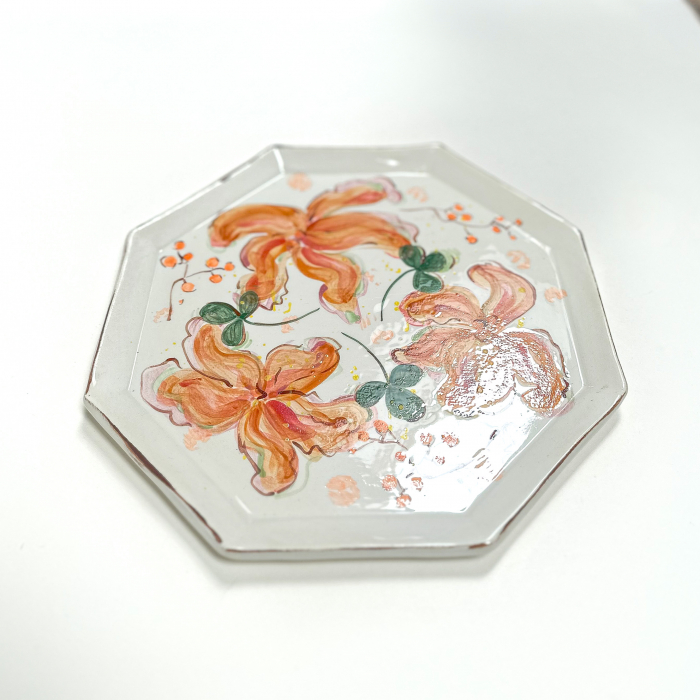 Farfurie Hexagon Orange Flowers nr.2 24/26 cm [2]