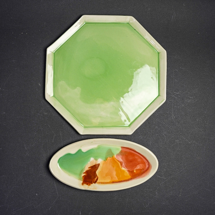 Set Platou si farfurie ovală Verde 28/24 cm [1]