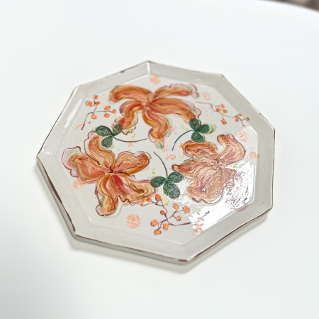 Flori de câmp - Farfurie Hexagon Orange Flowers nr.2 24/26 cm