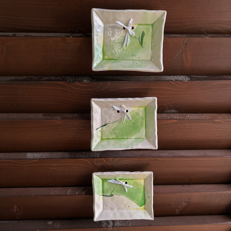 Tablou - Set 3 tabluri ceramică "Green Lime " 12/9,5 cm