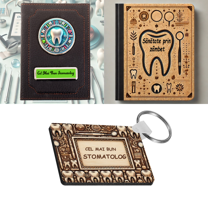 Set Personalizat Cadou Stomatolog– Portofel,Agenda,Breloc [1]