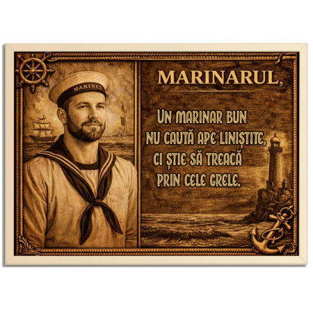 Toate Produsele - Tablou Lemn Cadou Marinar-Personalizat cu Poza si Text