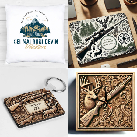Cadouri Vanatori/Padurari - set-personalizat-cadou-vanator-ceas-perna-mousepad-breloc