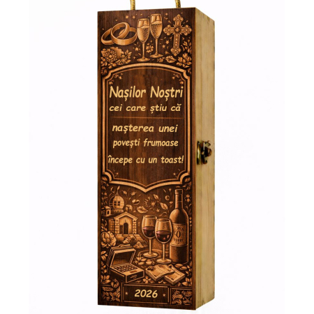 Set Cadou Nasi-Cutie Vin cu Vin si Breloc Personalizate