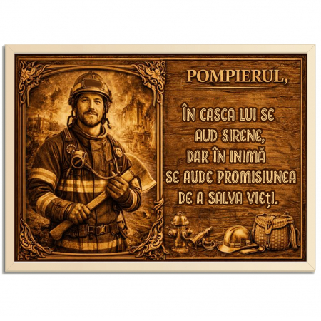 Tablouri Lemn - Tablou Lemn Cadou Pompier