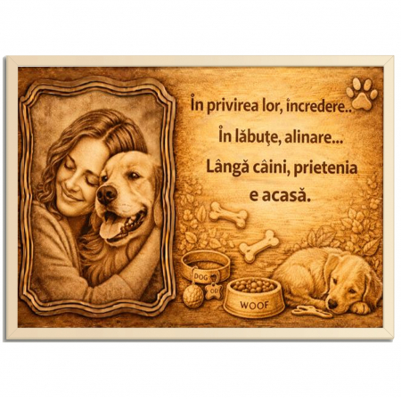 Tablou Lemn Cadou Iubitorii de Caini